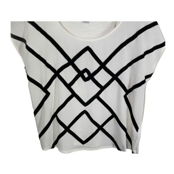 Forever 21 Geometric Blouse White Black S - Picture 7 of 7